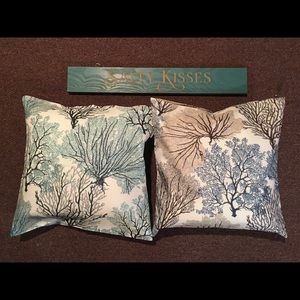 Sea life pillow covers with down inserts NWT